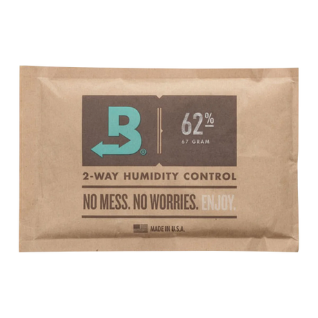 Boveda 62% Humidity Control Pack front view on seamless white background for preserving herbs