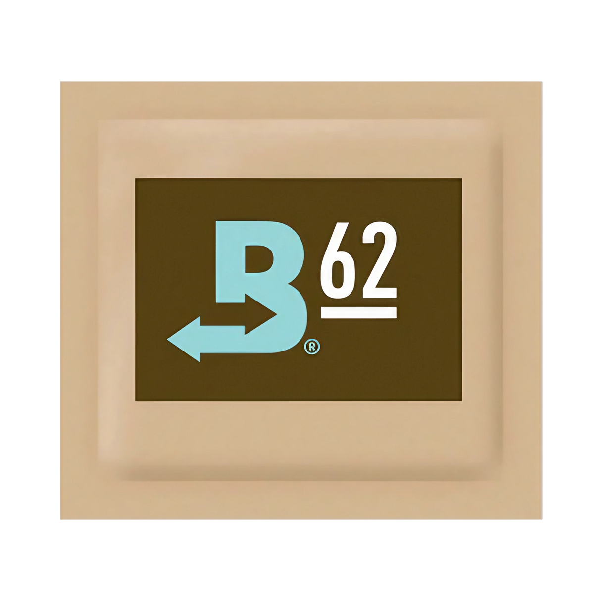 Boveda Humidity Control Pack 62% for Preserving Dry Herbs, Front View on Seamless White Background