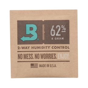 Boveda 62% Humidity Control Pack front view, maintains optimal moisture for dry herbs