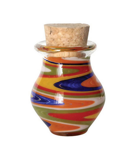 Colorful Borosilicate Glass Jar with Cork Lid for Dry Herbs, Front View, 2.5" Diameter