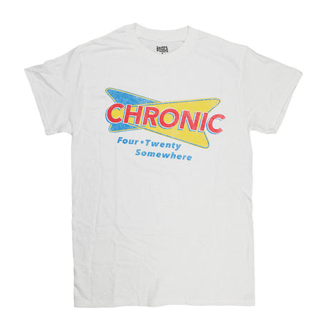 Brisco Brands Chronic Four Twenty T-Shirt in white, front view on a seamless background
