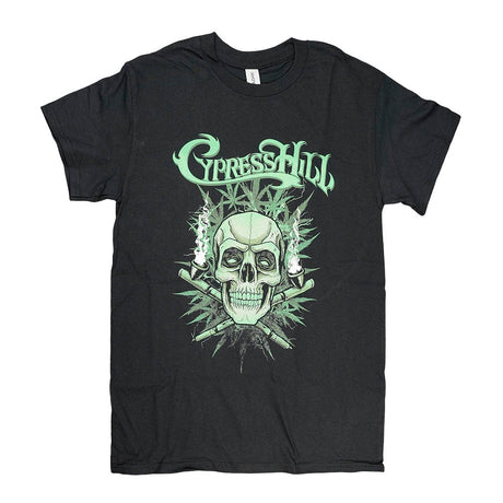 Brisco Brands Cypress Hill Skull T-Shirt in black cotton, unisex fit, front view on white background