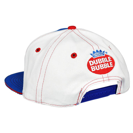 Brisco Brands Dubble Bubble logo snapback hat in white with blue bill and accents, side view