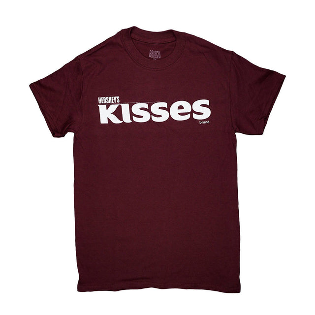 Brisco Brands red Hershey's Kisses logo cotton T-shirt, front view on a white background