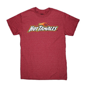 Brisco Brands Hot Tamales T-Shirt in red, unisex cotton tee front view on white background