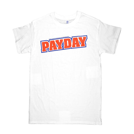 Brisco Brands PayDay T-Shirt in White Cotton, Front View on Seamless Background