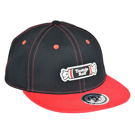Brisco Brands black and red Tootsie Roll snapback hat with logo front view