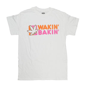 Brisco Brands Wakin' Bakin' T-Shirt in white cotton, front view on a seamless background