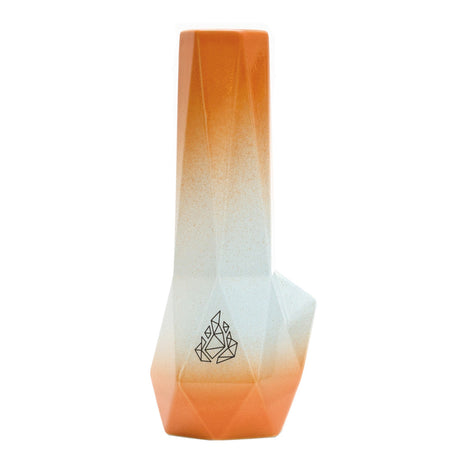 BRNT Designs Ceramic Hexagon Bong in Peach Haze Gradient with 9.5" Height - Front View