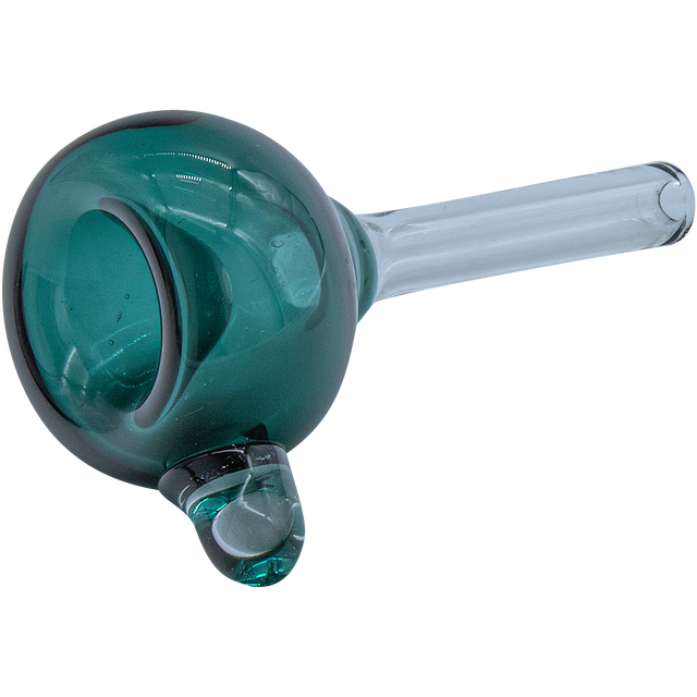 LA Pipes Bubble Bowl Pull-Stem Slide in Aqua, Borosilicate Glass, Grommet Joint - Side View