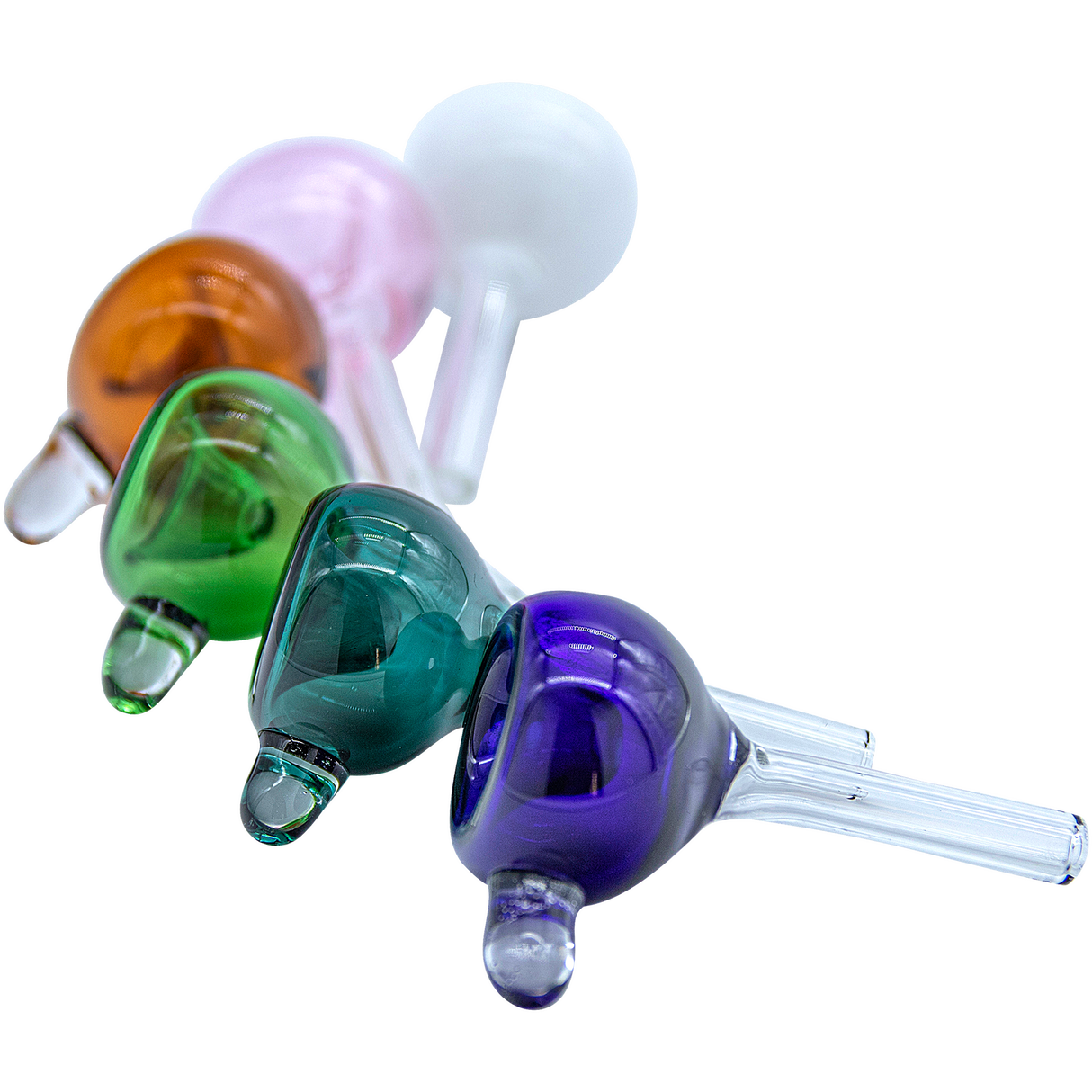 Assorted colors LA Pipes Bubble Bowl Pull-Stem Slides, borosilicate glass, grommet joint