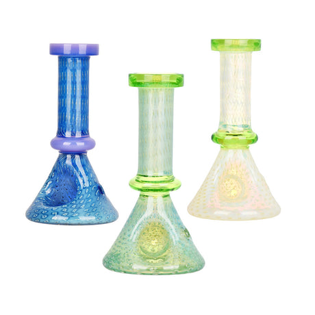 Assorted Bubble Matrix Mini Beaker Hand Pipes, 4", Borosilicate Glass, Front View