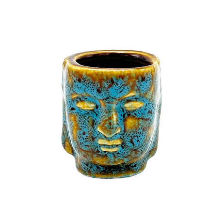 Buddha Head Ceramic Shot Glass in Assorted Colors, 2oz Capacity, Front View