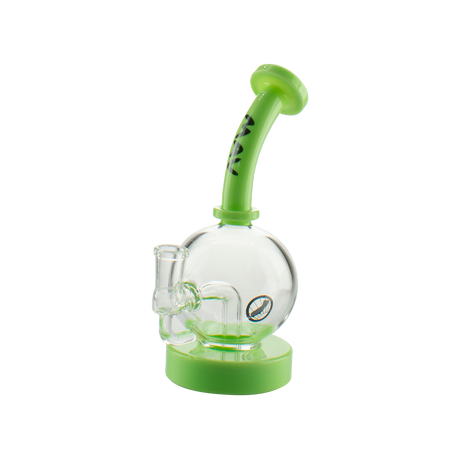 MAV Glass - Bulb Rig Dab Rig - Front View with Green Accents and Clear Glass