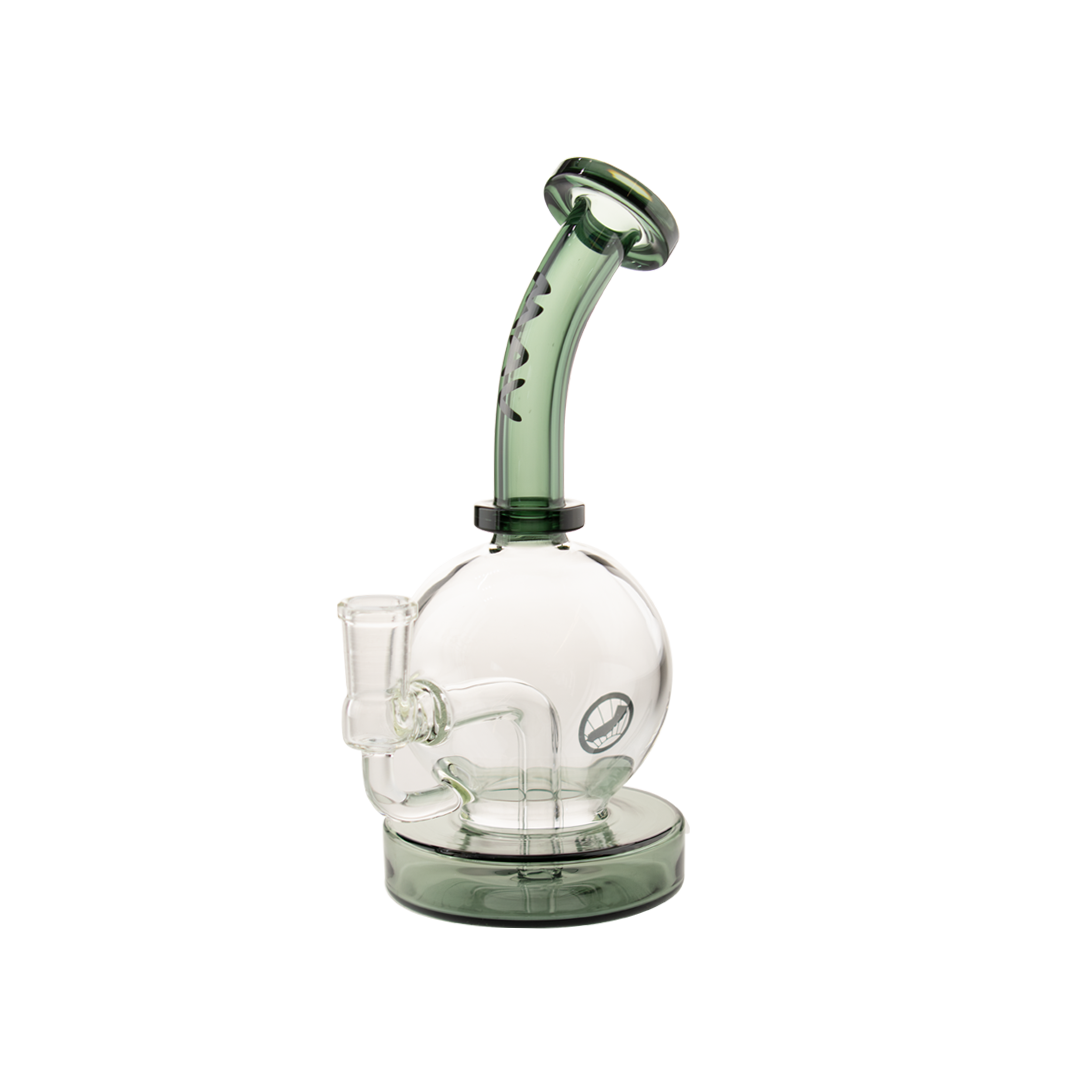 MAV Glass - Bulb Rig Dab Rig with Bent Neck and Clear Glass - Side View