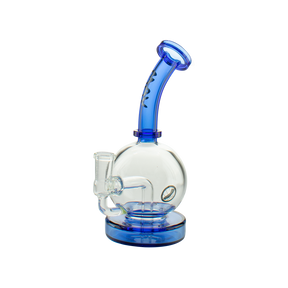 MAV Glass Bulb Rig - Clear with Blue Accents - Angled Side View