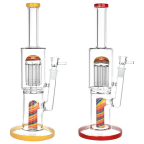 Burgeoning Bliss Glass Water Pipe, 12" with Jellyfish & Barrel Percolators, Front View