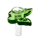 Green Butterfly Herb Slide Bowl for Bongs, Glass on Glass Joint, 14mm Male
