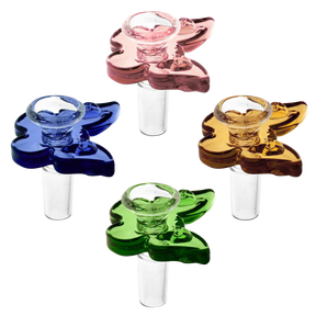 Colorful Butterfly Herb Slide Bowls in Borosilicate Glass, Front View, for 14mm and 18mm Joints