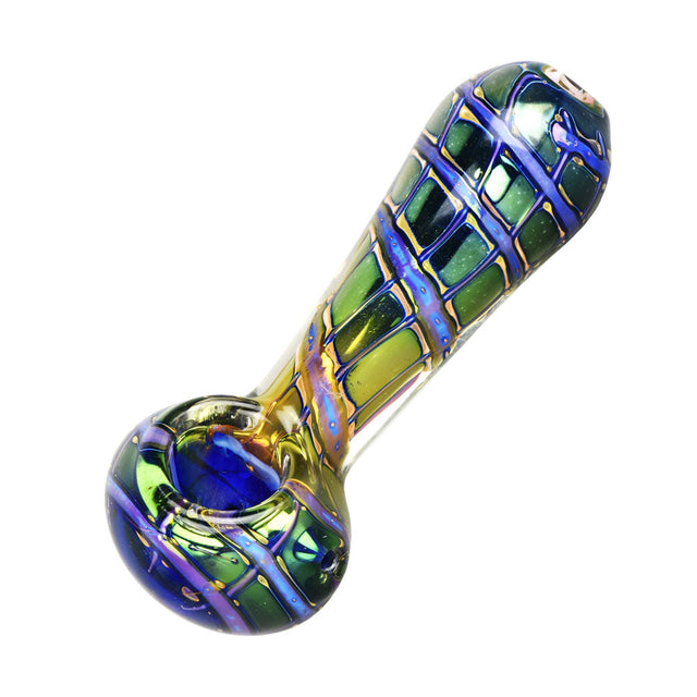 Butterfly Wing Macro Fumed Spoon Pipe with vibrant color pattern, compact design for dry herbs