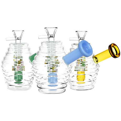 Assorted Buzzin' Bee Hive Glass Water Pipes with bubble design and 14mm female joint