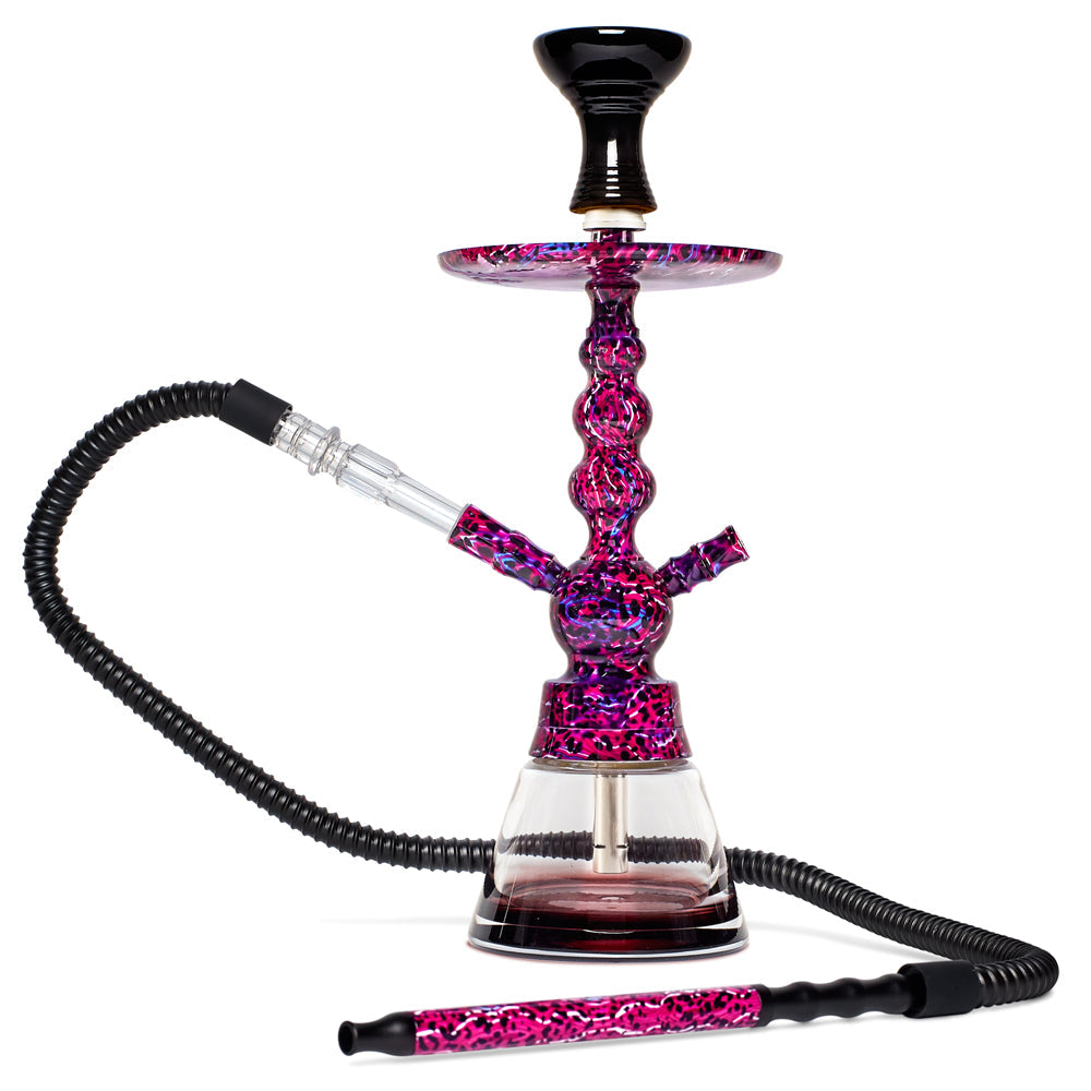 BYO Toker Hookah with 1-Hose in Psychedelic Pattern, 18" Size, Front View on White Background