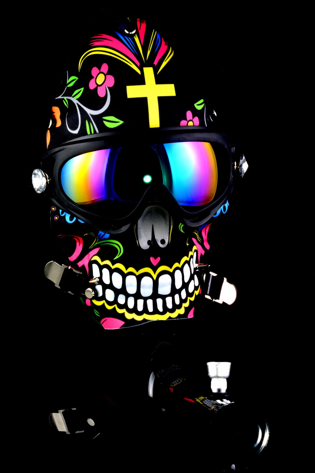 Gas Mask Acrylic Bong “Skull Party” – Assorted Designs