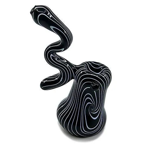 6" Blue Swirl Glass Bubbler