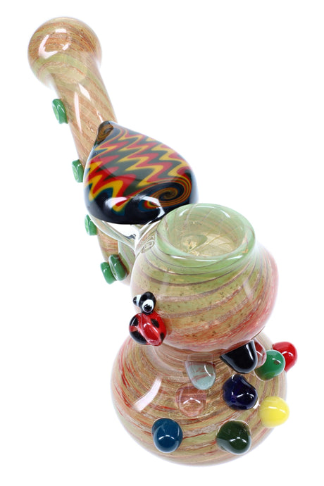 Glass Hammer Bubbler “Rake & Ripple” – Silver Fumed – 8″ – Assorted Colors