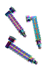 Rainbow Bike-Chain Metal Hand Pipe “Link Up” – 3¼″ – 5 Screens