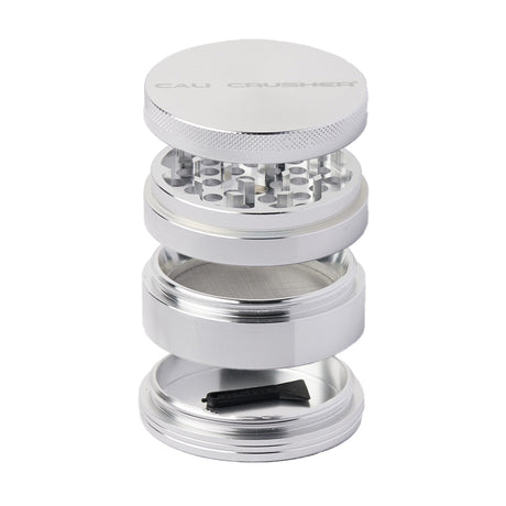 Cali Crusher O.G. 2.5" Silver 4-Piece Grinder with Pollen Scraper - Front View
