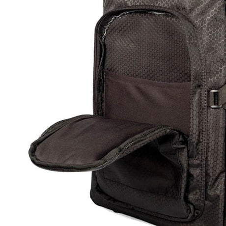 Cali Backpack® Standard by Cali Crusher, side view with open compartment revealing interior pockets