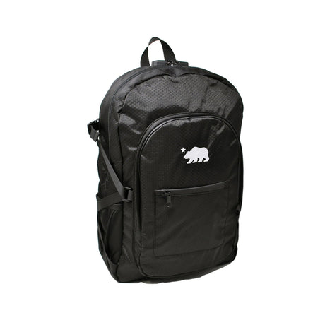 Cali Crusher Cali Backpack Standard in Black/White, front view on seamless white background
