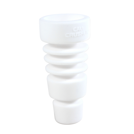 Cali Crusher Domeless Ceramic Nail, 2" Dab Rig Accessory, White with Branding, Front View
