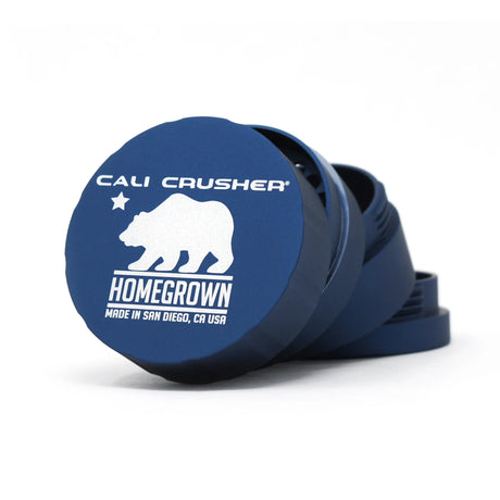 Cali Crusher Homegrown 4-Piece Pocket Grinder in Blue, Front View on White Background
