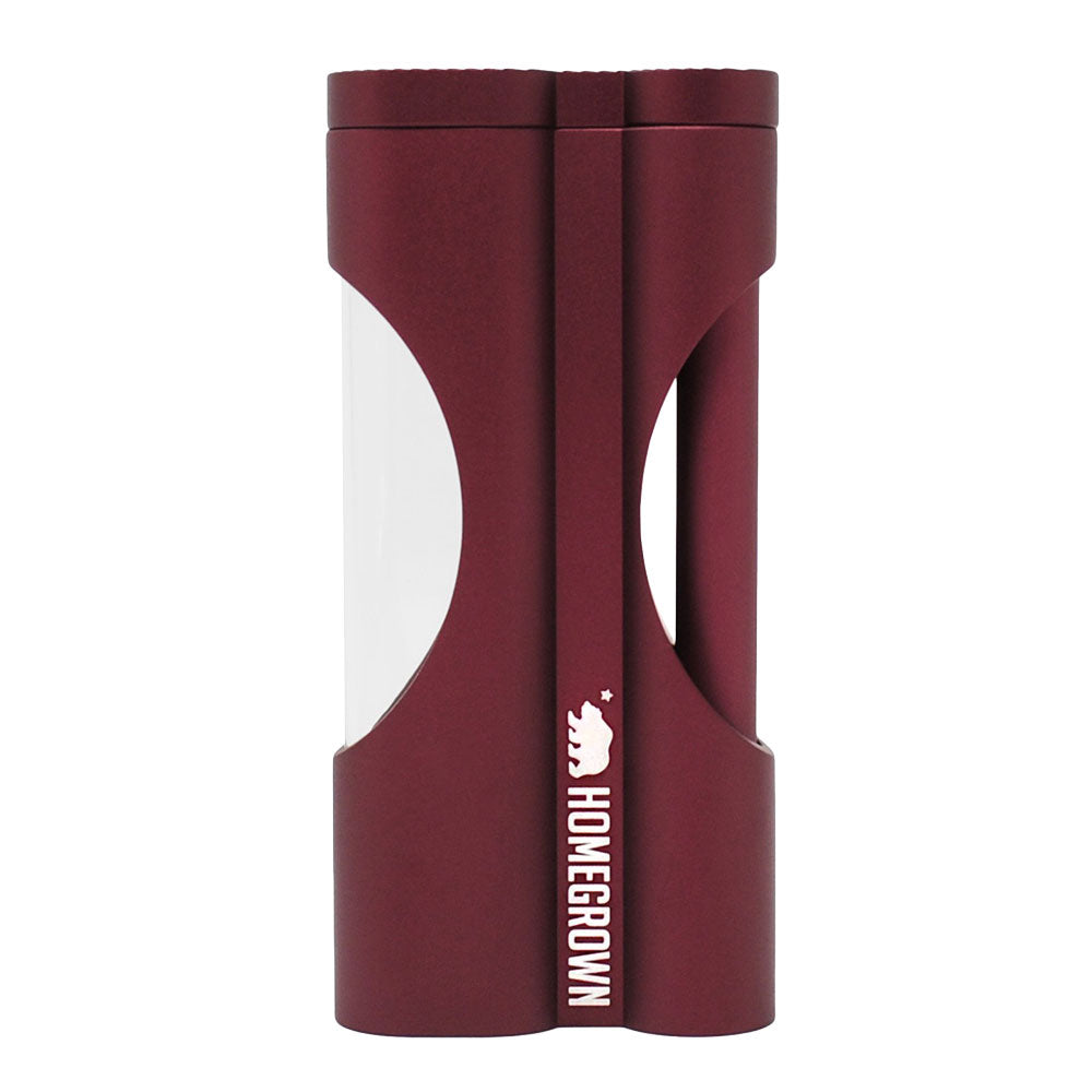 Cali Crusher Homegrown Matte Red Aluminum Dugout for Dry Herbs, Front View
