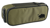Cali Crusher Medium Locking Soft Case in olive green, front view with bear logo, smell-proof and secure storage
