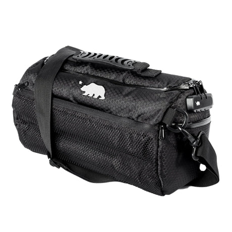 Cali Crusher Cali Duffle 12" Standard in Black, side angle view, durable with smell-proof design