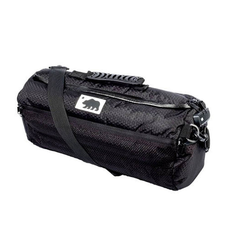 Cali Duffle 16" Standard by Cali Crusher, black silicone duffel bag, front view on white background