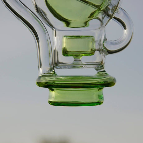 Calibear Ball Rig Carta Attachment in clear glass with green accents, close-up side view