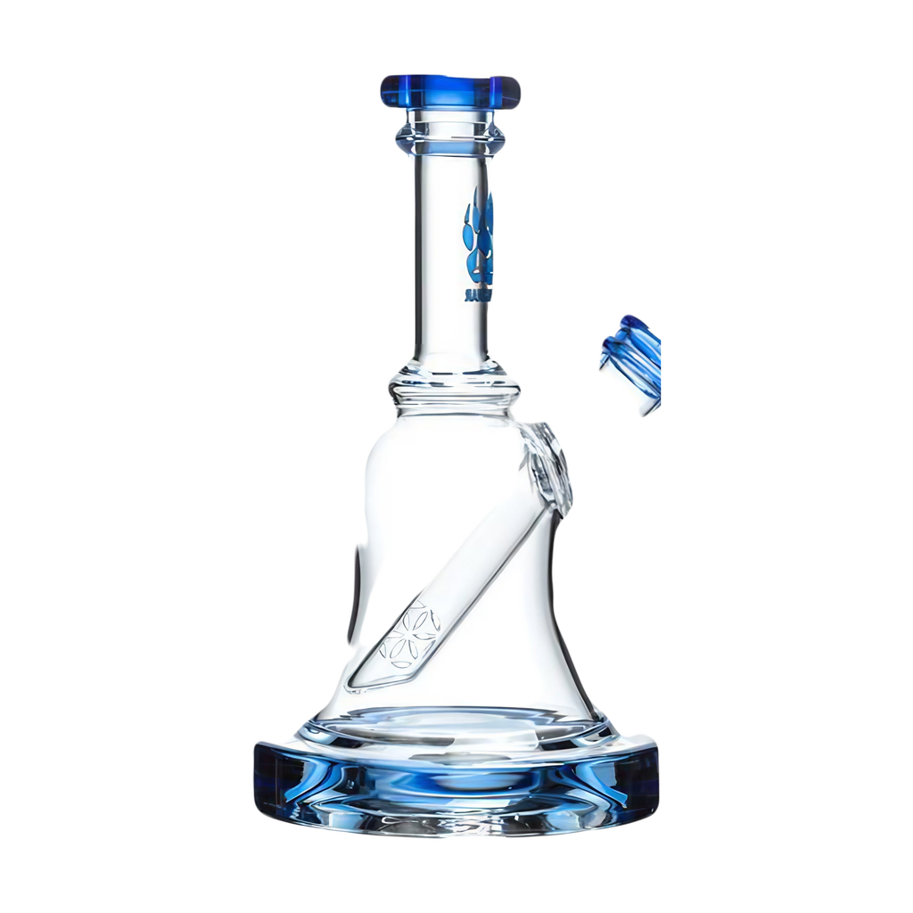 Calibear Bell Rig in Blue - Compact 6" Beaker Dab Rig with Borosilicate Glass, Front View