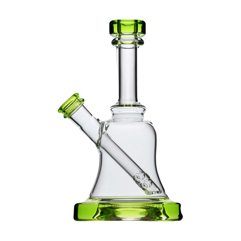 Calibear Bell Rig in Lime Green, Compact 6" Borosilicate Glass Dab Rig with Beaker Design