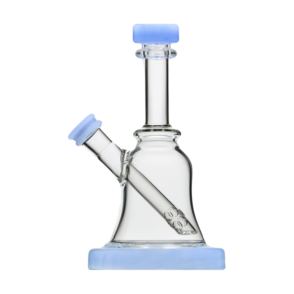 Calibear Bell Rig in Milk Blue - Compact Beaker Dab Rig with Borosilicate Glass, Front View