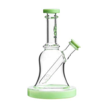 Calibear Bell Rig in Milk Green, compact 6" borosilicate glass dab rig with beaker design, front view