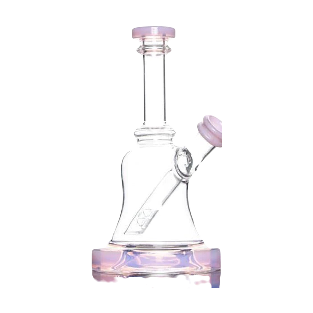 Calibear Bell Rig in Milk Pink, Compact 6" Beaker Dab Rig with Borosilicate Glass, Front View