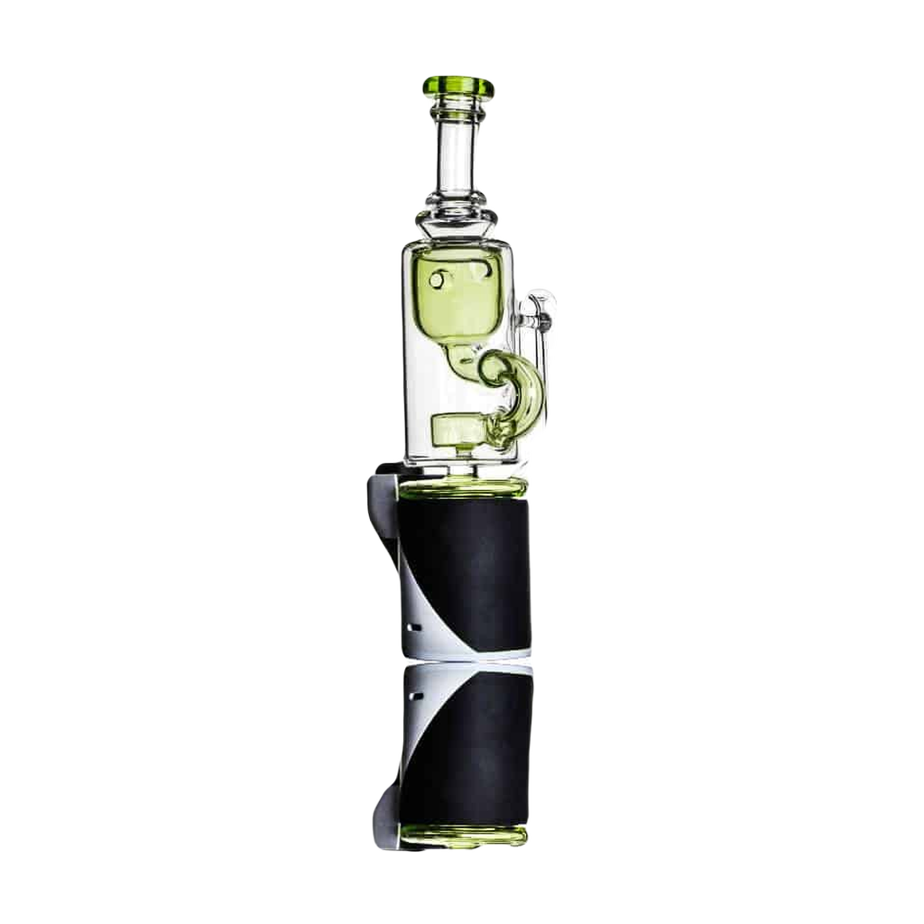 Calibear Carta Attachment Klein in green and purple, heavy wall borosilicate glass, front view