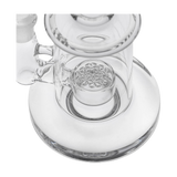Calibear Mini Can Dab Rig in clear borosilicate glass with detailed bowl, top-down view