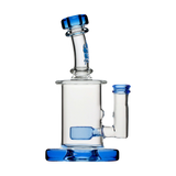 Calibear Colored Mini Can Dab Rig with Clear Borosilicate Glass and Blue Accents, Front View