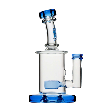 Calibear Colored Mini Can Dab Rig with Clear Borosilicate Glass and Blue Accents, Front View