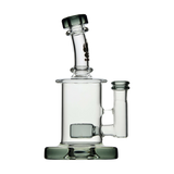 Calibear Colored Mini Can Dab Rig in Clear with Green Accents, Beaker Design, Front View